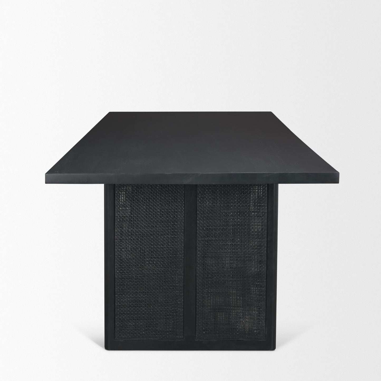 Grier Matte Black Mango Wood Dining Table with Cane Accents