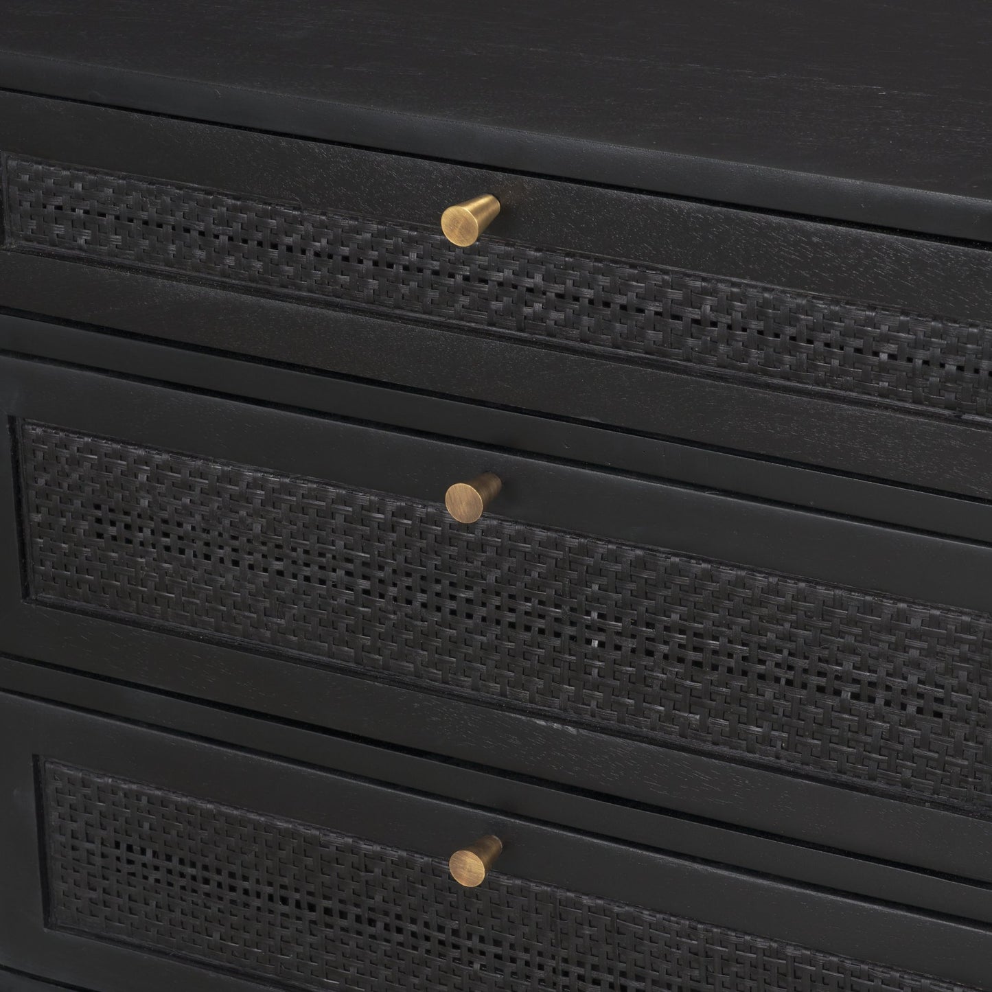 Grier 60 Inch Black Solid Wood and Cane Office Desk
