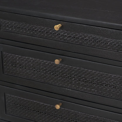 Grier 60 Inch Black Solid Wood and Cane Office Desk