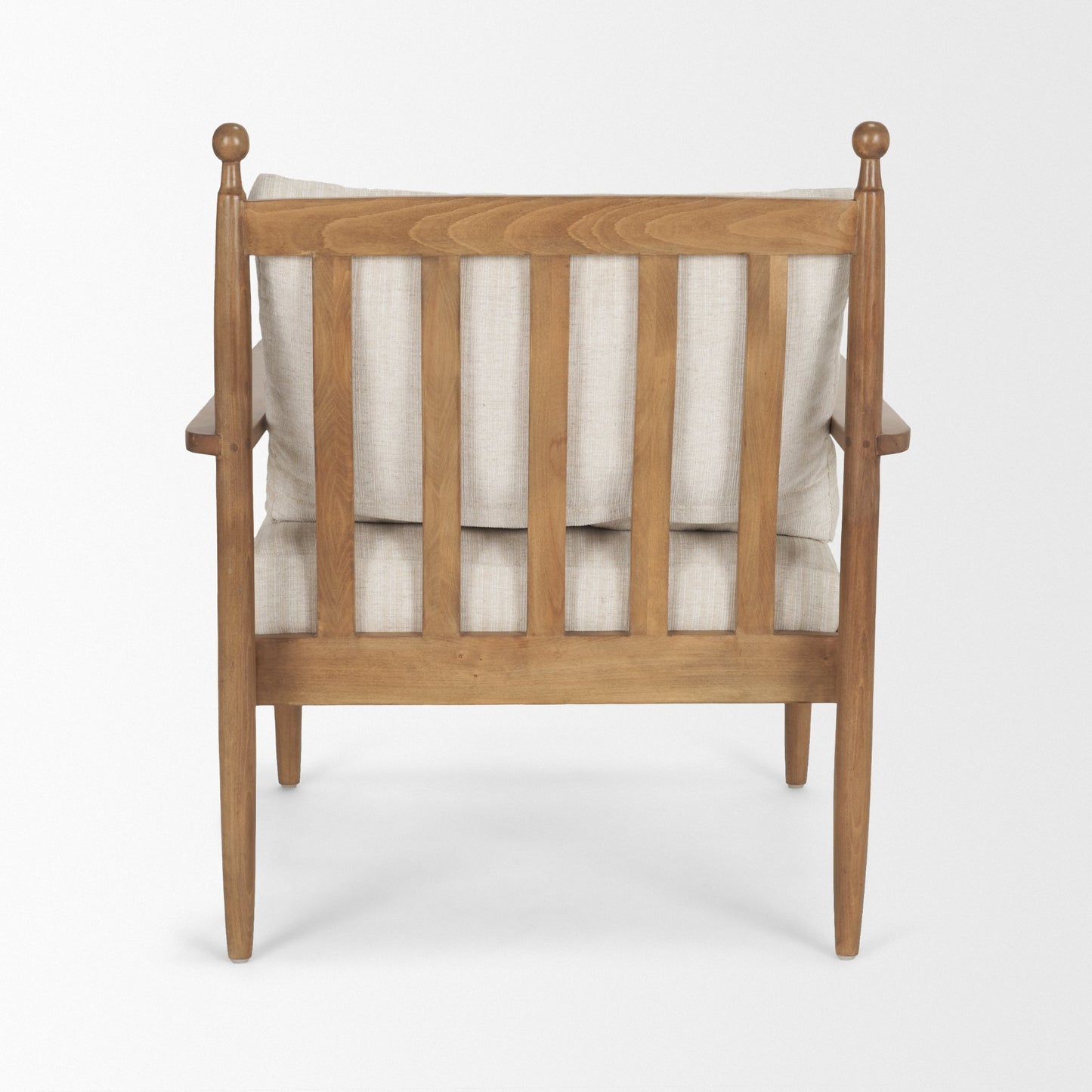 Danni Beige Fabric Beech Wood Framed Accent Lounge Chair