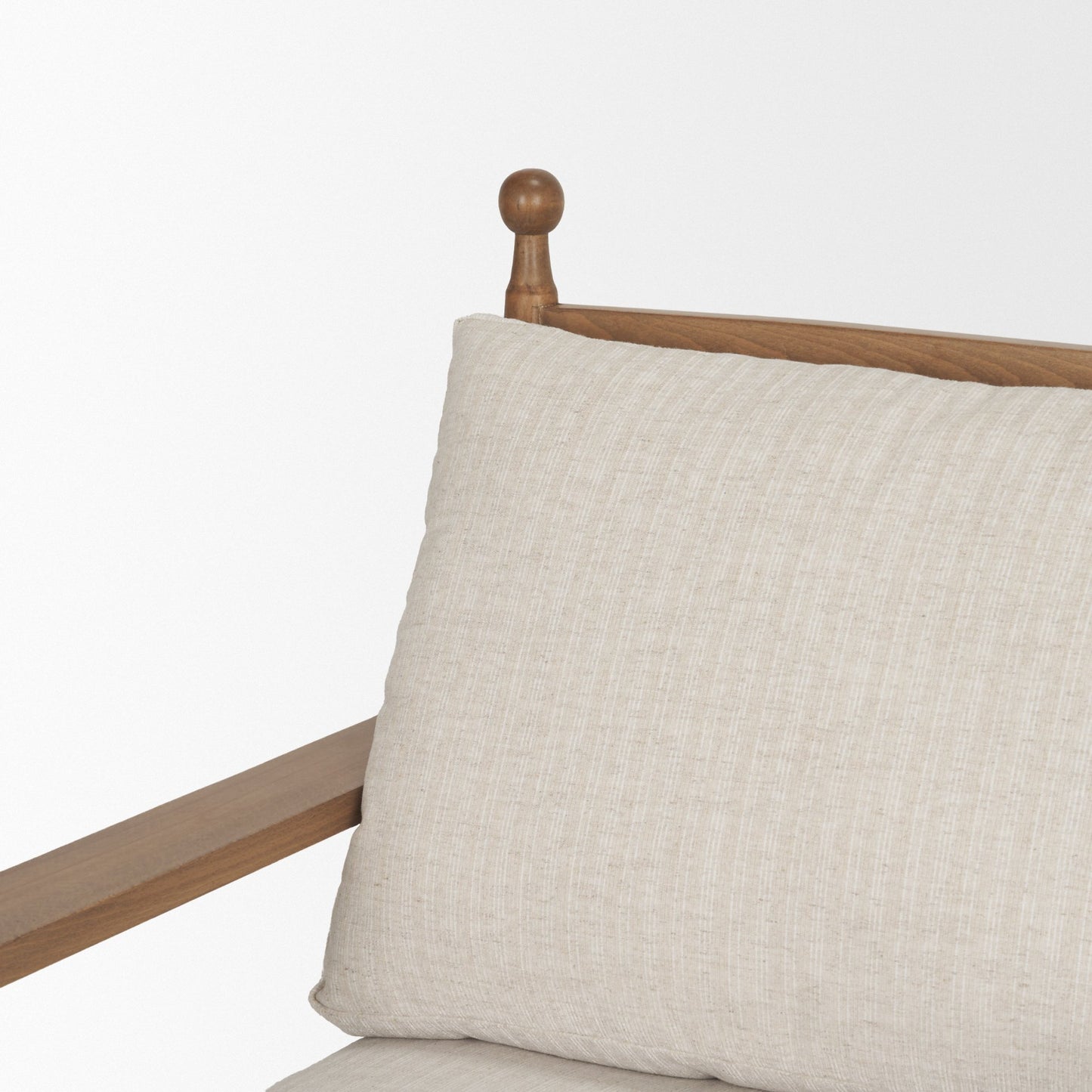 Danni Beige Fabric Beech Wood Framed Accent Lounge Chair