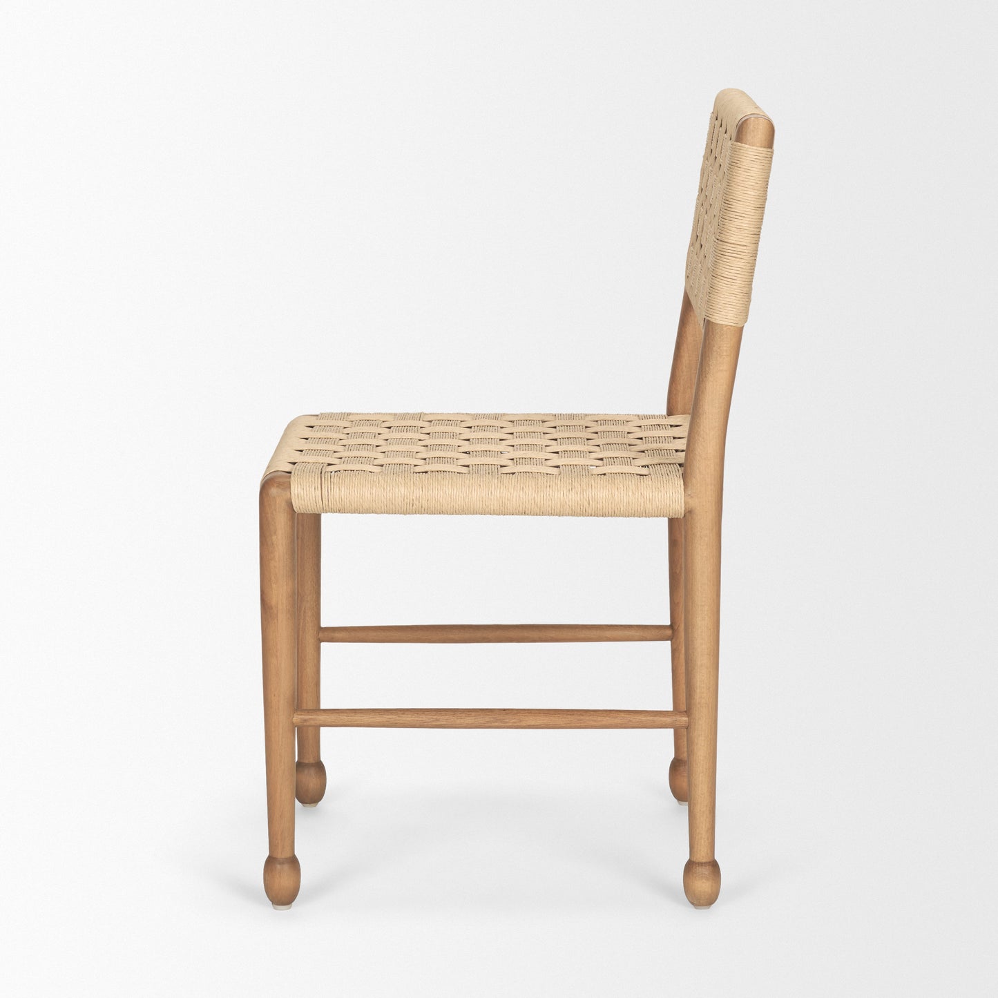 Brinley Woven Paper Rope w Brown Wood Frame Dining Chair Set of 2