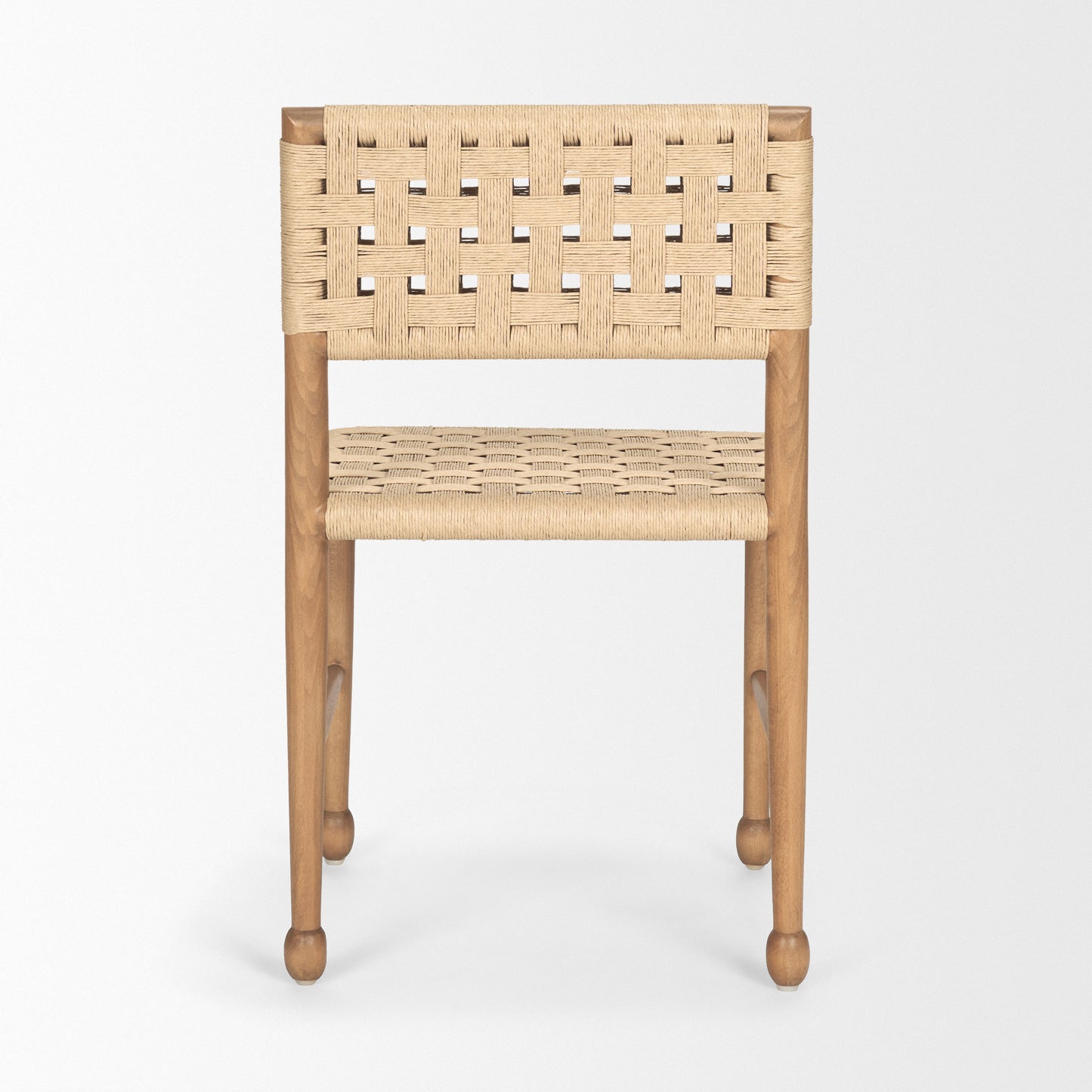 Brinley Woven Paper Rope w Brown Wood Frame Dining Chair Set of 2