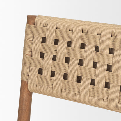 Brinley Woven Paper Rope w Brown Wood Frame Dining Chair Set of 2