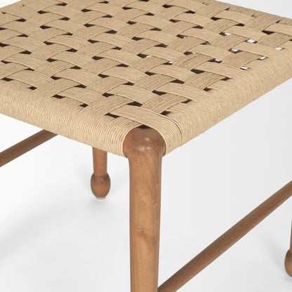 Brinley Woven Paper Rope w Brown Wood Frame Dining Chair Set of 2