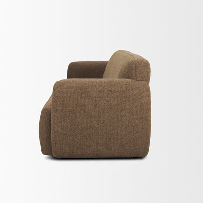 Saga Textured Brown Plush Fabric 3 Seater Sofa
