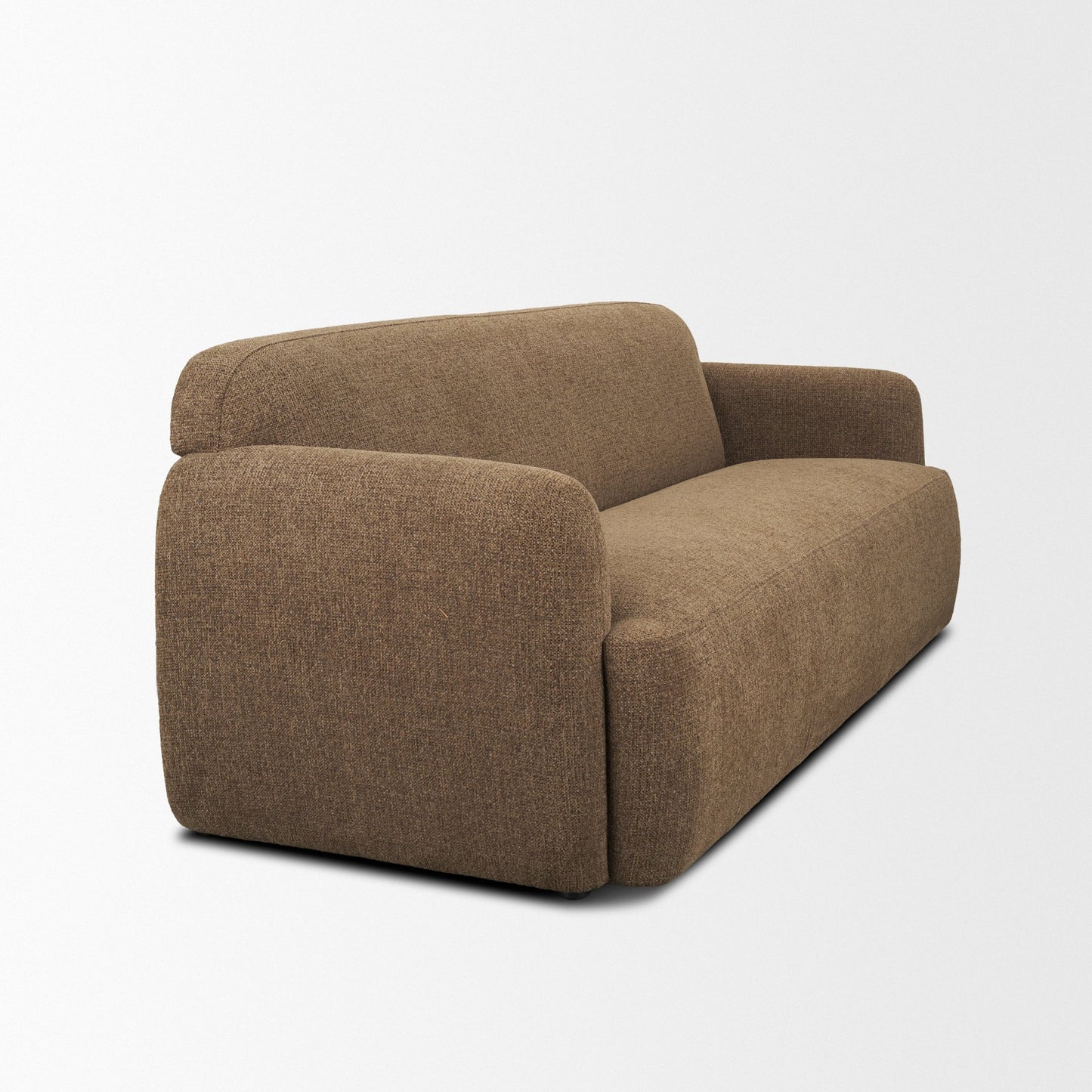 Saga Textured Brown Plush Fabric 3 Seater Sofa