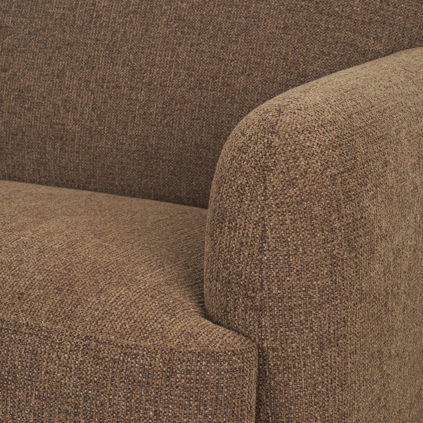 Saga Textured Brown Plush Fabric 3 Seater Sofa