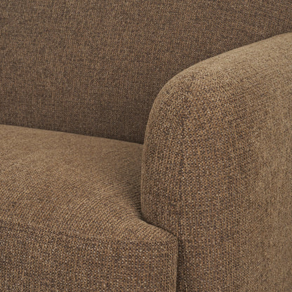Saga Textured Brown Plush Fabric 3 Seater Sofa