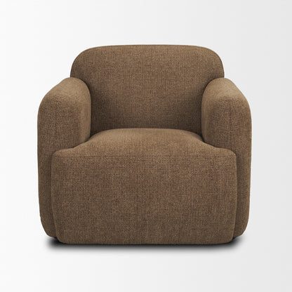 Saga Textured Brown Plush Fabric Upholstered Chair