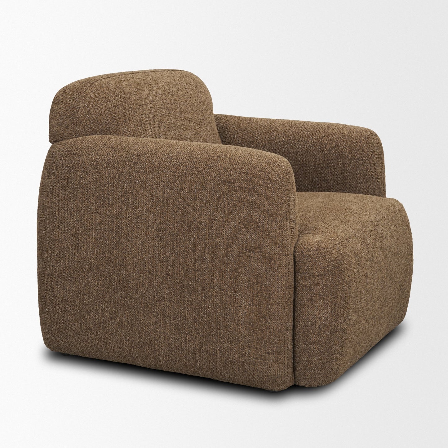 Saga Textured Brown Plush Fabric Upholstered Chair