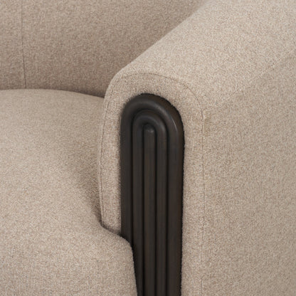 Kornelia Textured Mushroom Fabric Barrel Accent Chair
