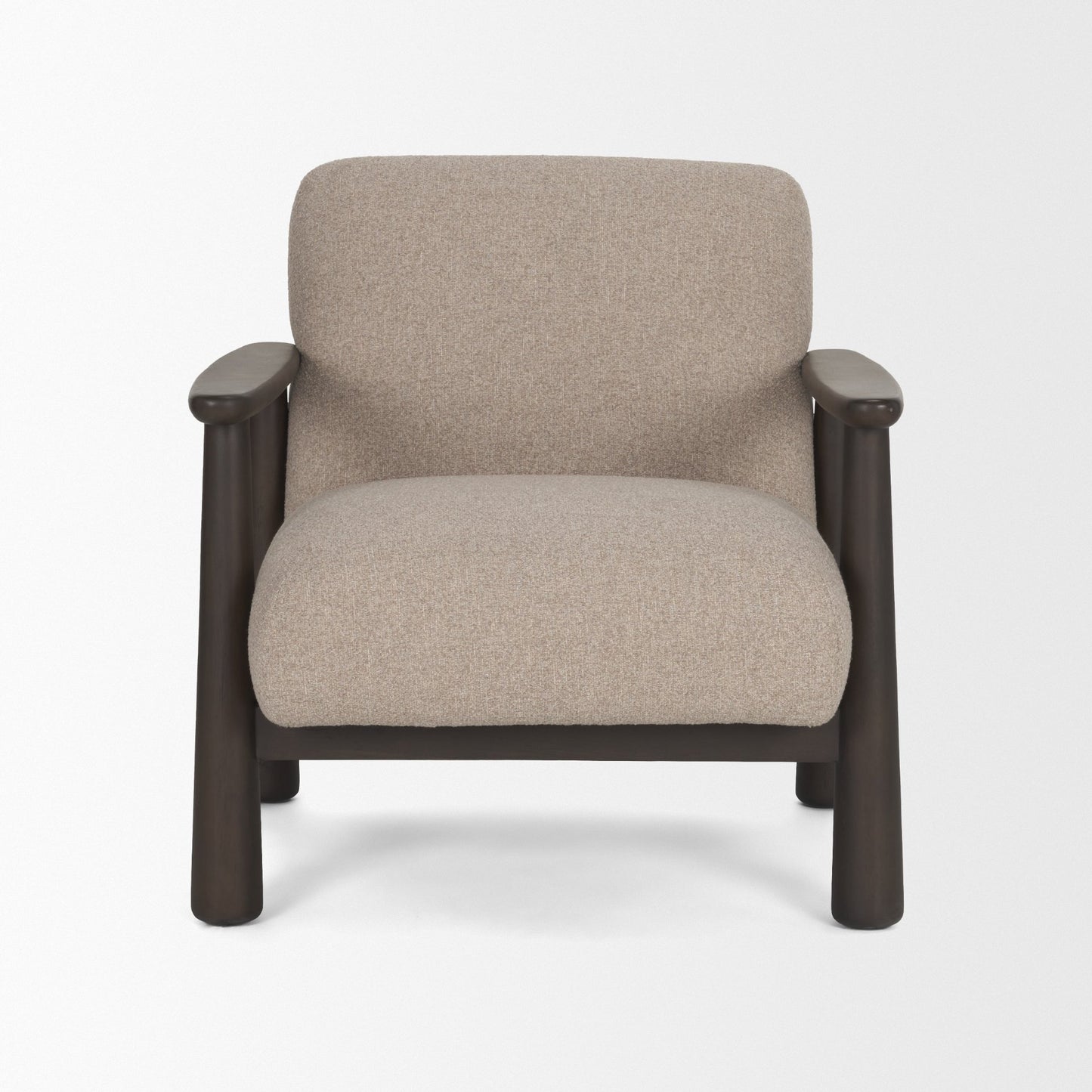 Willmar Textured Mushroom Gray Fabric Espresso Brown Wood Accent Lounge Chair