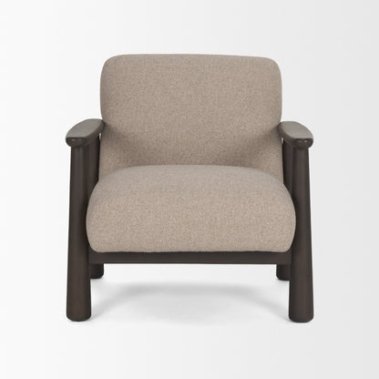 Willmar Textured Mushroom Gray Fabric Espresso Brown Wood Accent Lounge Chair
