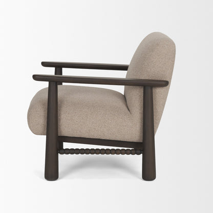Willmar Textured Mushroom Gray Fabric Espresso Brown Wood Accent Lounge Chair