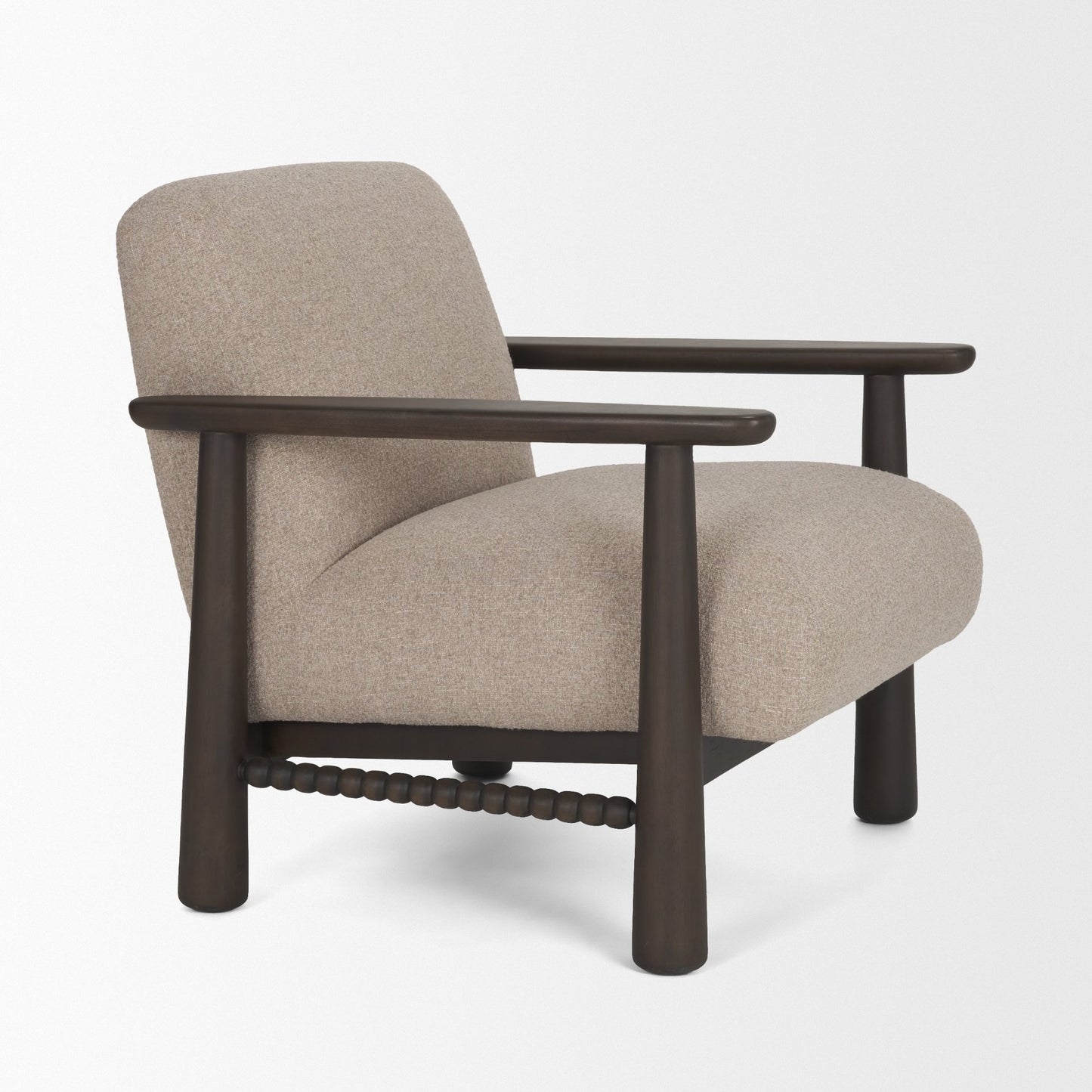 Willmar Textured Mushroom Gray Fabric Espresso Brown Wood Accent Lounge Chair