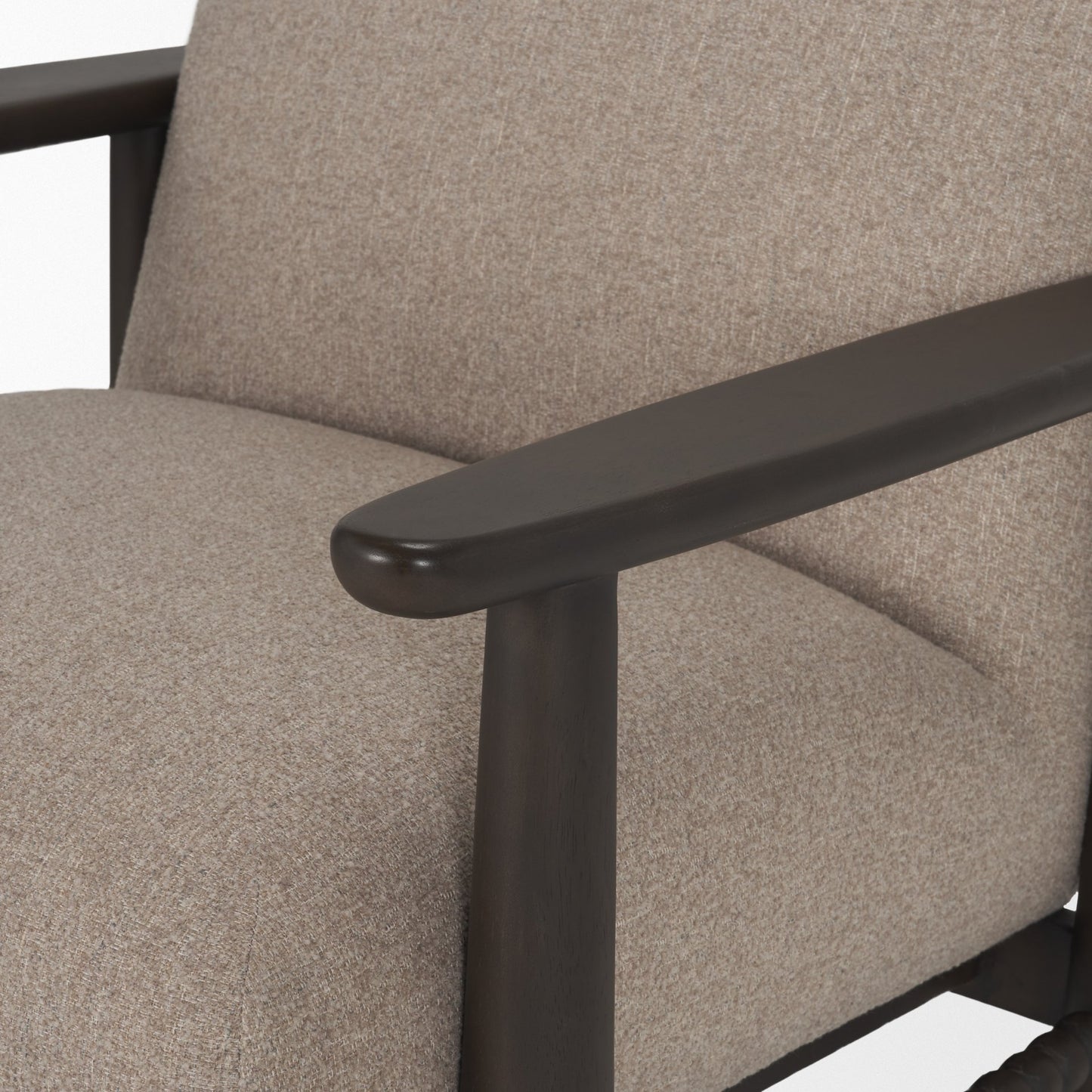 Willmar Textured Mushroom Gray Fabric Espresso Brown Wood Accent Lounge Chair