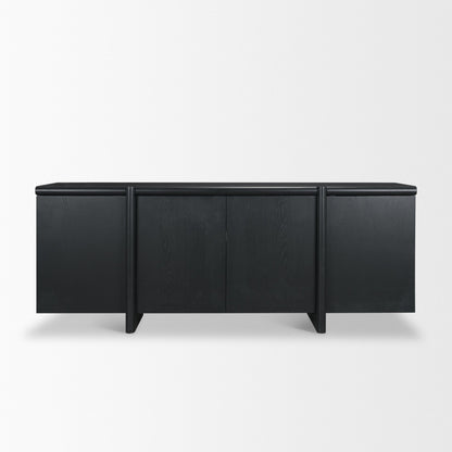 Rowan Sandblasted Black Oak Closed 4‑Door Sideboard