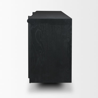 Rowan Sandblasted Black Oak Closed 4‑Door Sideboard