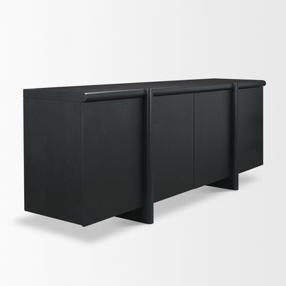 Rowan Sandblasted Black Oak Closed 4‑Door Sideboard