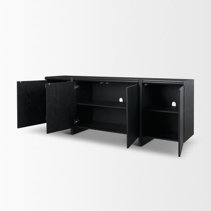 Rowan Sandblasted Black Oak Closed 4‑Door Sideboard