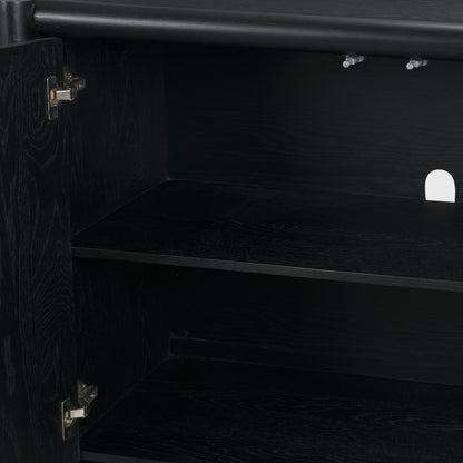 Rowan Sandblasted Black Oak Closed 4‑Door Sideboard