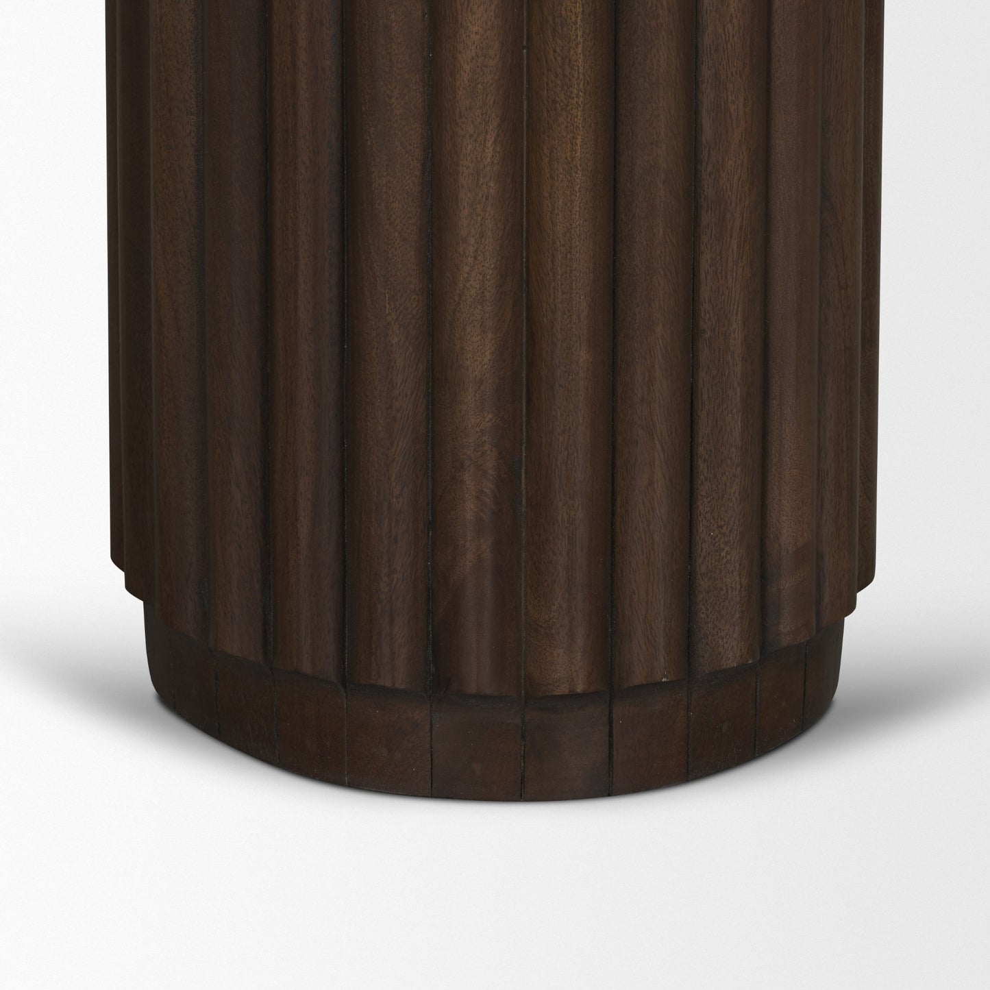 Marbrello Pink Marble Top Espresso Brown Round Side Table