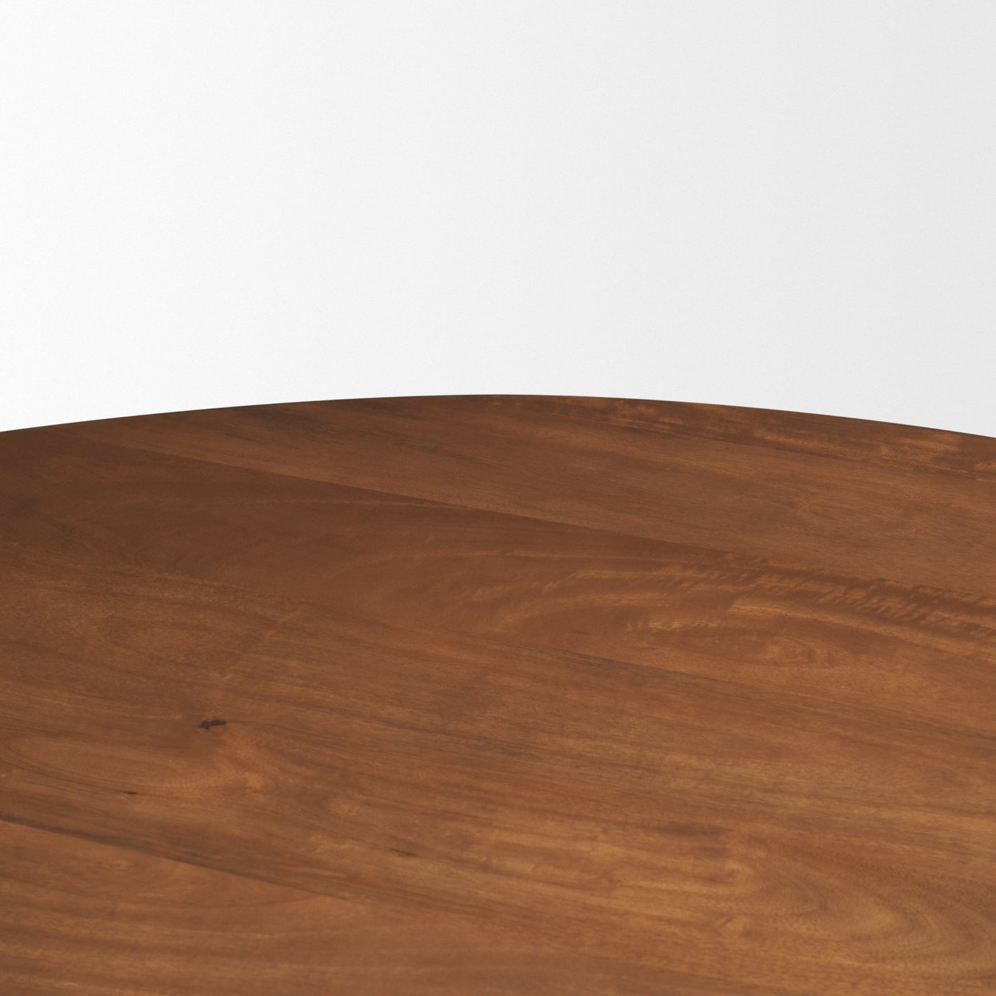 Atlas Mid‑Brown Wood Round Table with Geometric Pedestal Base