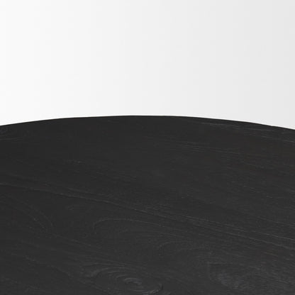 Atlas Black Wood Round Dining Table with Stacked Pedestal