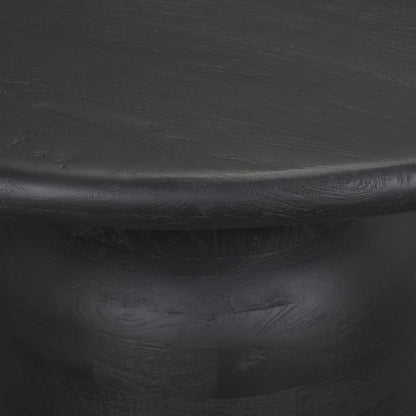 Atlas Black Wood Round Dining Table with Stacked Pedestal