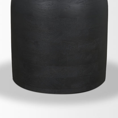 Atlas Black Wood Round Dining Table with Stacked Pedestal