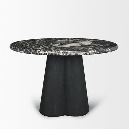 Marilyn 48 Inch Black Forest Marble Round Dining Table