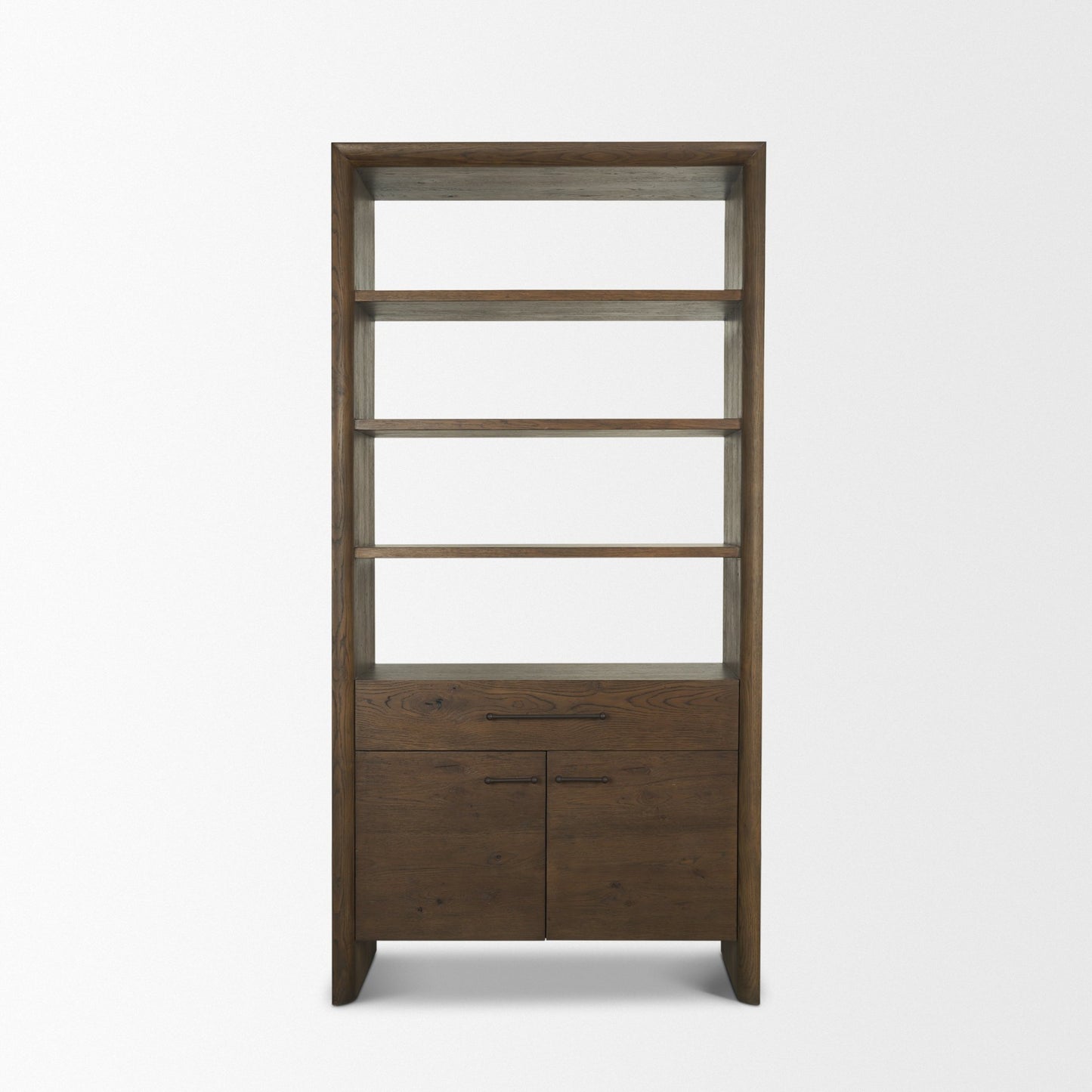 Belford 2‑Door Dark Brown Oak Wood Shelving Unit