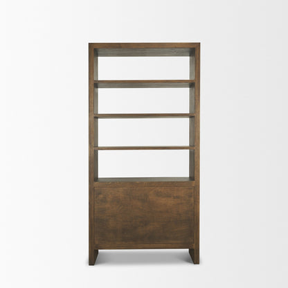 Belford 2‑Door Dark Brown Oak Wood Shelving Unit
