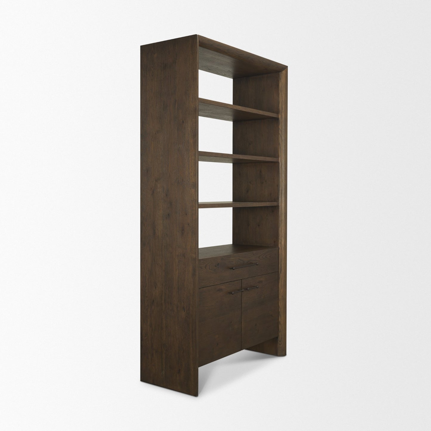 Belford 2‑Door Dark Brown Oak Wood Shelving Unit