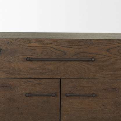 Belford 2‑Door Dark Brown Oak Wood Shelving Unit