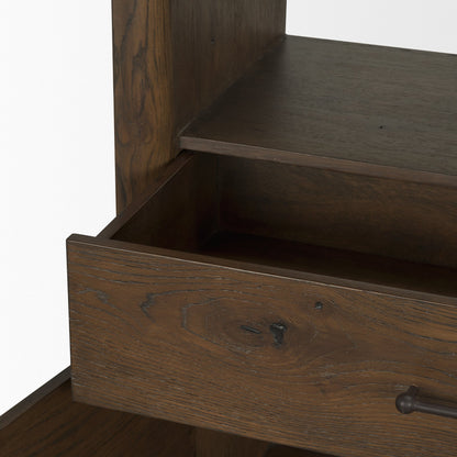 Belford 2‑Door Dark Brown Oak Wood Shelving Unit