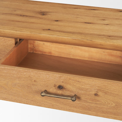 Belford 72 Inch Light Brown Oak Wood Console Table