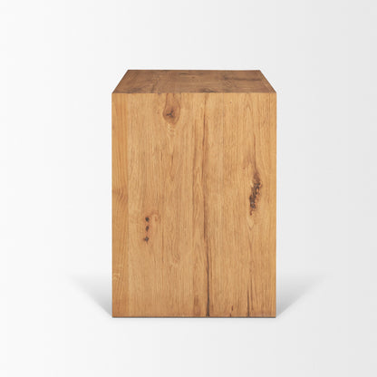Belford 3‑Drawer Light Brown Oak Wood Nightstand