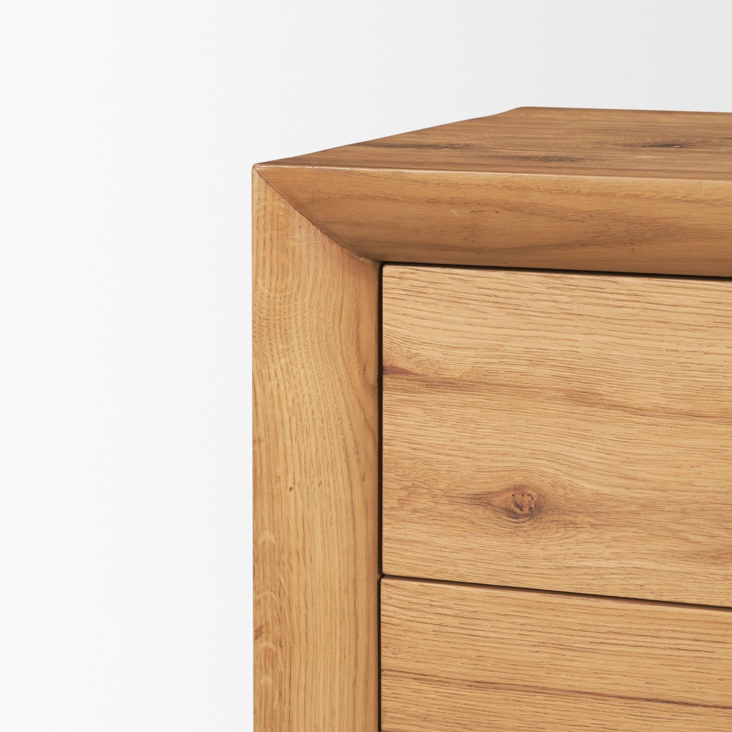 Belford 3‑Drawer Light Brown Oak Wood Nightstand
