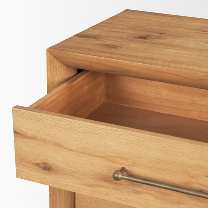 Belford 3‑Drawer Light Brown Oak Wood Nightstand