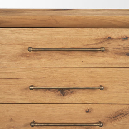 Belford 3‑Drawer Light Brown Oak Wood Nightstand