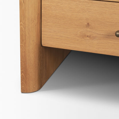 Belford 3‑Drawer Light Brown Oak Wood Nightstand
