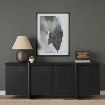 Rowan Sandblasted Black Oak Closed 4‑Door Sideboard