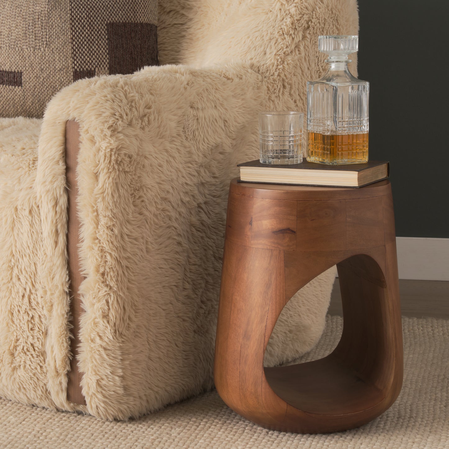 Cove Mid‑Brown Solid Mango Wood Side Table