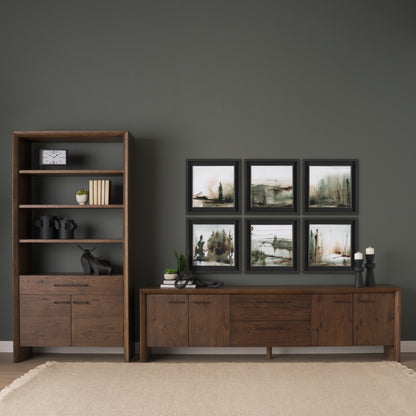 Belford 2‑Door Dark Brown Oak Wood Shelving Unit