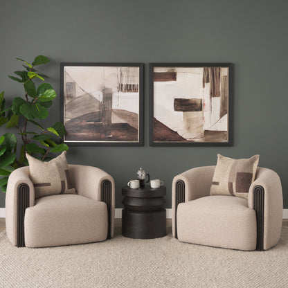 Rashama Dark Brown Wood Stacked Geometric Round Accent Table
