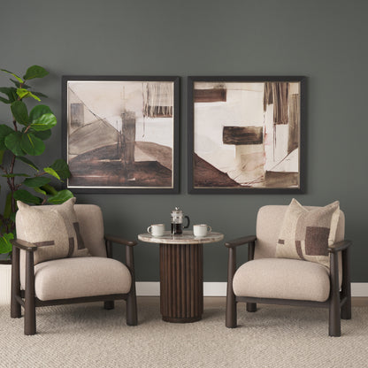 Willmar Textured Mushroom Gray Fabric Espresso Brown Wood Accent Lounge Chair