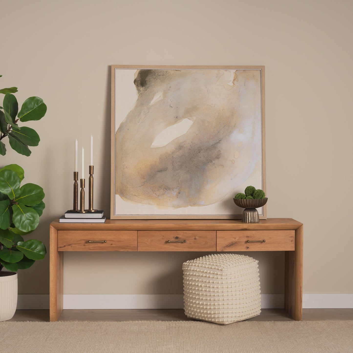 Belford 72 Inch Light Brown Oak Wood Console Table