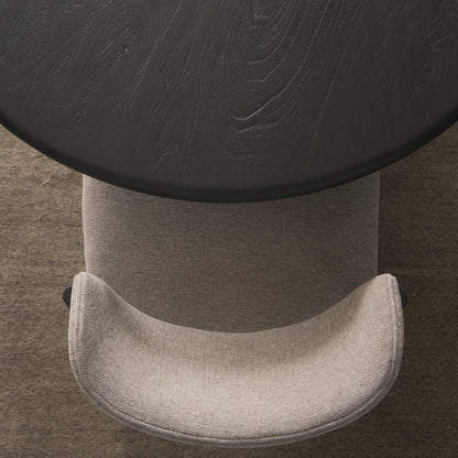 Atlas Black Wood Round Dining Table with Stacked Pedestal